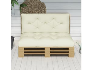 Coussins de palette 2 pièces 120x80 cm – crème – assise et dossier matelassés en polyester