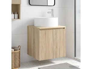 Meuble de lavabo mural, rangement salle de bain chêne sonoma 49.5x44.5x65.5 cm