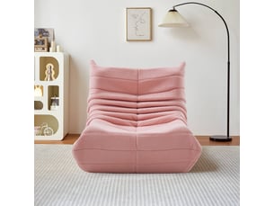 Fauteuil chauffeuse 1 place en laine bouclée - 86x105x75cm - canapé de sol ergonomique sans armature - rose