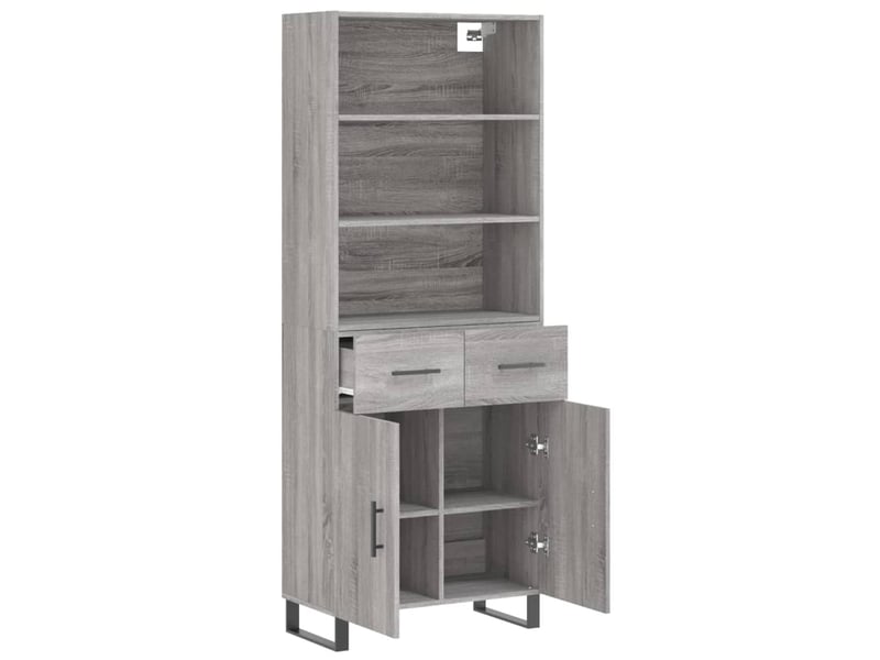  Buffet haut - bahut - meuble de rangement sonoma gris 69,5x34x180 cm bois d'ingénierie  - Conforama D