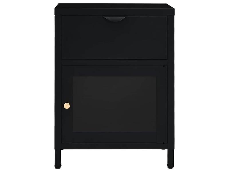  Table de chevet - cabinet de chevet - table de nuit noir 40x30x54,5 cm acier et verre  - Conforama B