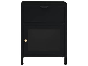 Table de chevet - cabinet de chevet - table de nuit noir 40x30x54,5 cm acier et verre