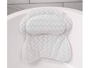 Oreiller de baignoire à vagues 3d, tissu en maille épaissie et élargie, lavable en machine, ventouses d'appui-tête de salle de bain