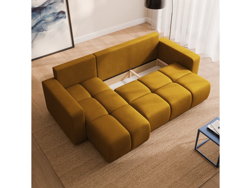  Canapé d'angle ramil, tissu peluche jaune  - Conforama C