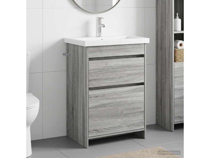 Ensemble de mobilier de salle de bain sonoma gris shl1833 - Conforama B
