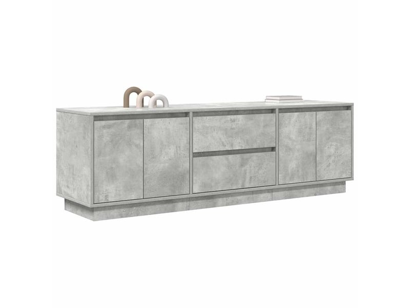  Meuble tv - banc tv - meuble de rangement avec lumières led gris béton 160,5x41x50 cm  - Conforama E