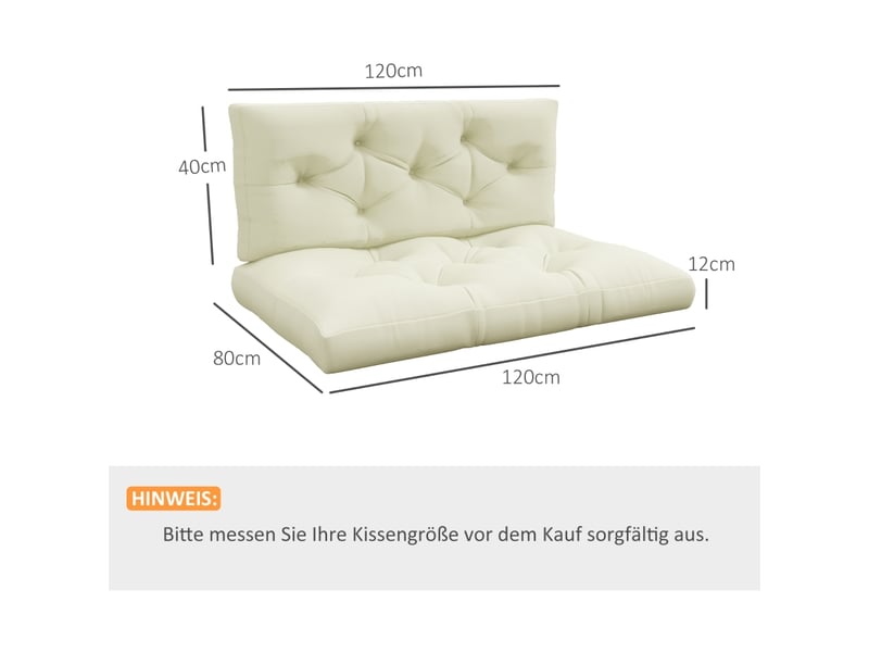  Coussin d'extérieur avec coutures capitonnées 120 x 80 x 12 cm crème evryae  - Conforama E
