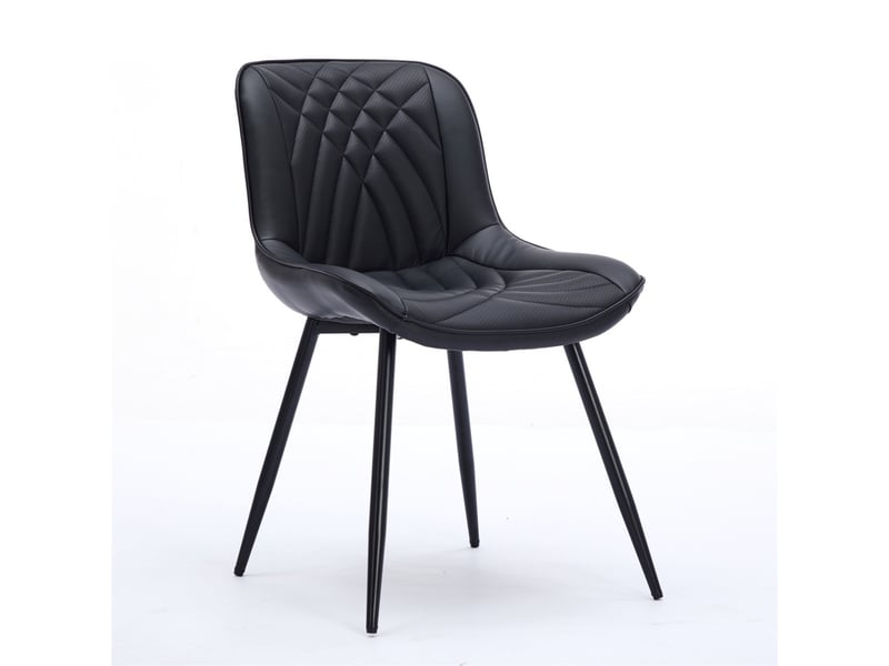  Lot de 2 chaises de salle à manger 50 x 47 x 77 cm – sièges en cuir , pieads métal – noir  - Conforama A