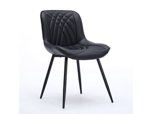 Lot de 2 chaises de salle à manger 50 x 47 x 77 cm – sièges en cuir , pieads métal – noir