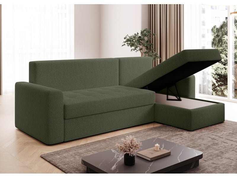  Canapé d’angle karaman 238 cm vert convertible avec coffre Karaman - Conforama C