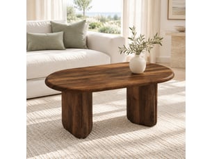 Table basse ovale coloris bois foncé <strong>MEULVA</strong> <strong></strong> - 50 cmx99 cm
