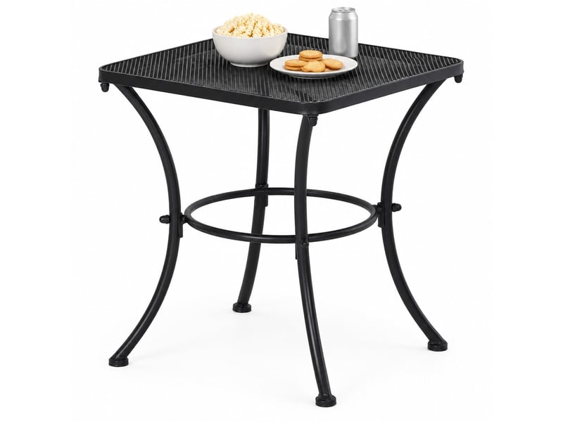  Table d’appoint de jardin carrée avec plateau grillagé - lpospi - pieds arrondis, métal noir 45 × 45 × 50 cm  - Conforama A