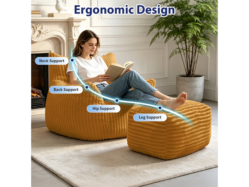  Fauteuil avec repose-pieds en flanelle jaune T3800P532909 - Conforama D