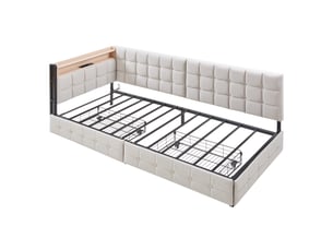 Lit avec rangement 90x200 cm <strong></strong>  <strong>ABC</strong> coloris beige
