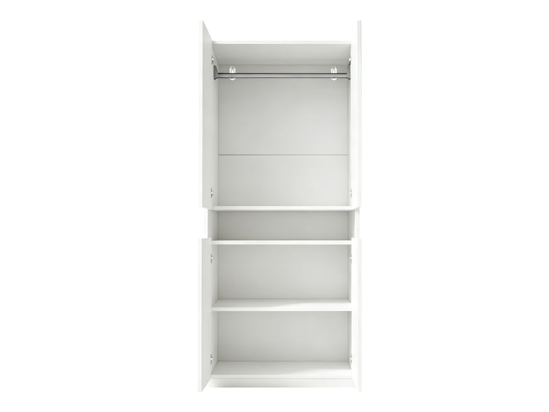 Armoire chambre 70x55x180 cm - penderie avec led, grands rangements, étagères éclairées, blanc - Conforama W