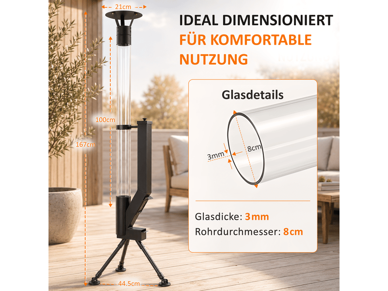  Zmh poêle à granulés mobile 6kw poêle extérieur sur trépied chauffage pour jardin et terrasse  - Conforama E