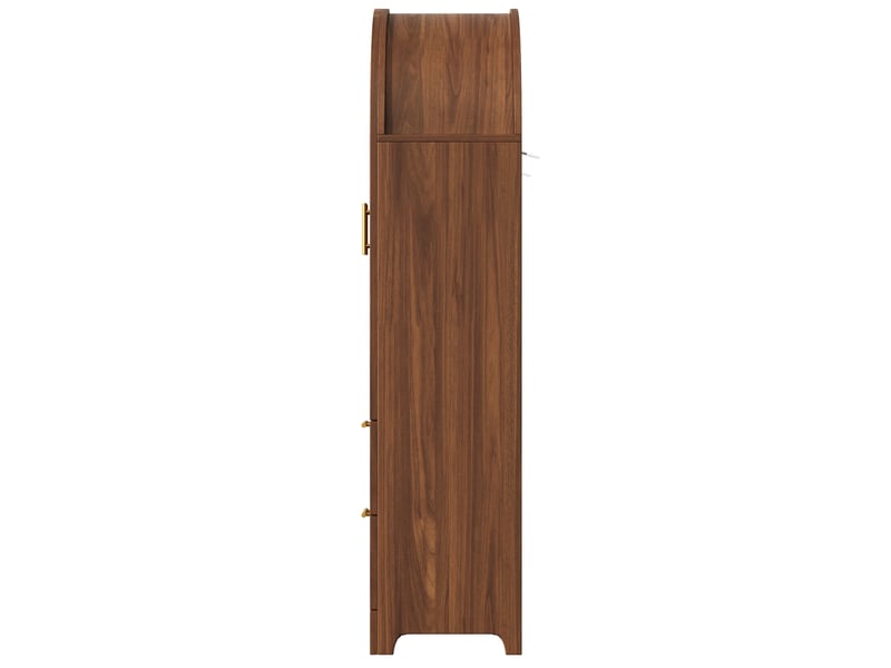  Vitrine 80x40x175 cm, rangement, portes vitrées, 2 tiroirs, intérieur, rangement utile, salon, en verre et mdf, noyer  - Conforama D