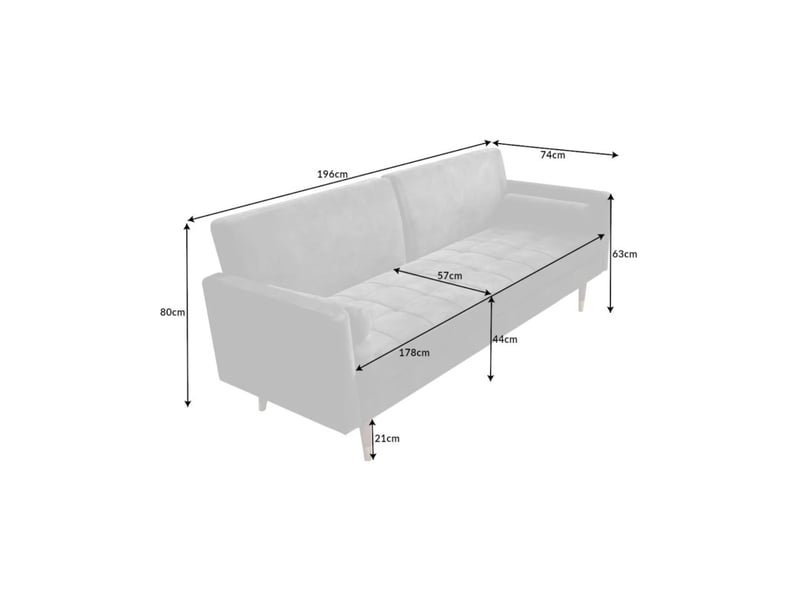  Canapé droit atelia gris convertible – canapé-lit design en velours avec structure en bois massif  - Conforama C