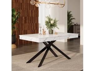 Table à manger extensible 140x180 cm plateau épais mdf blanc