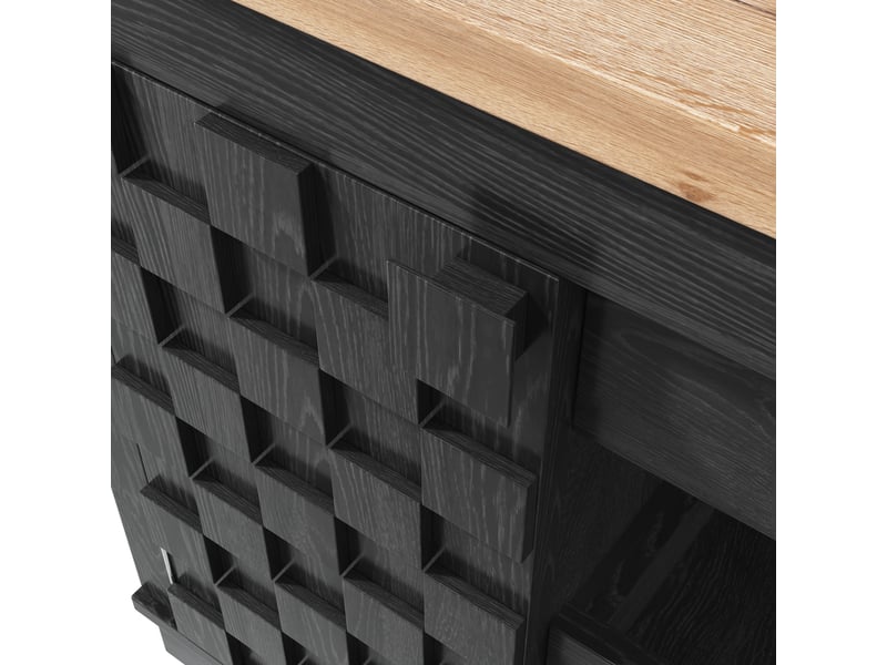  Îlot de cuisine 120x40x74,2 cm - meuble de rangement 2 portes et 2 tiroirs, plateau pivotant et porte-bouteilles - noir  - Conforama W