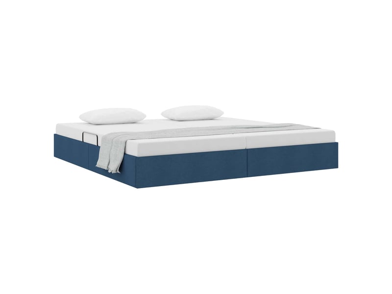  Lit double- lit adulte -  cadre de lit ottoman avec stockage bleu 200 x 200 cm tissu  - Conforama B