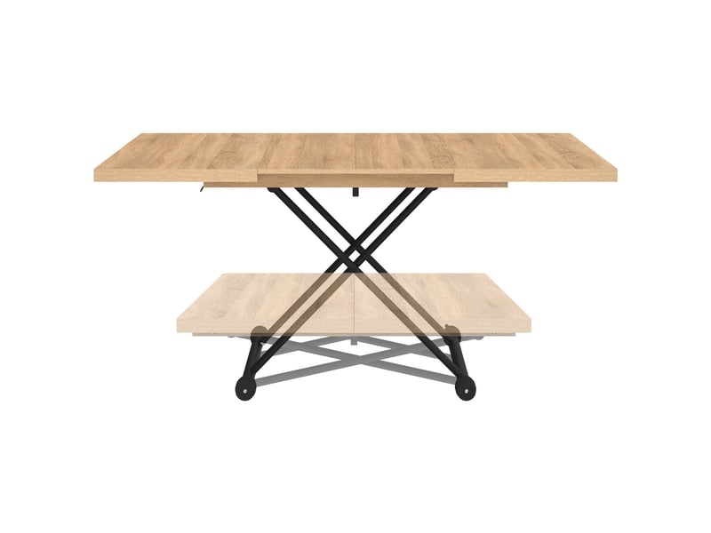 Table basse extensible relevable en table à manger rectangulaire altura bois et noir design industriel  - Conforama C