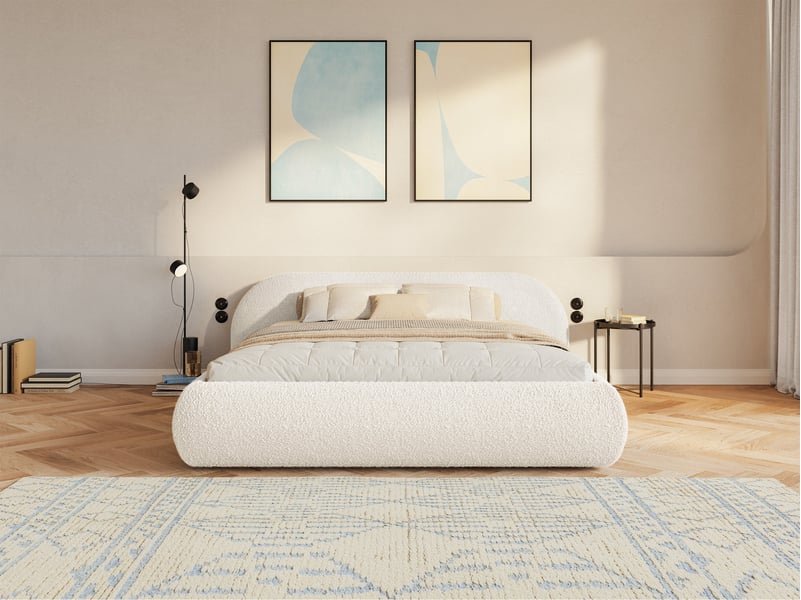  Selsey shels - lit rembourré - 200x200 cm - bouclé crème Shels Low - Conforama B