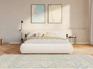 Lit avec rangement 200x200 cm <strong>SELSEY</strong>  <strong>Shels Low</strong> coloris beige