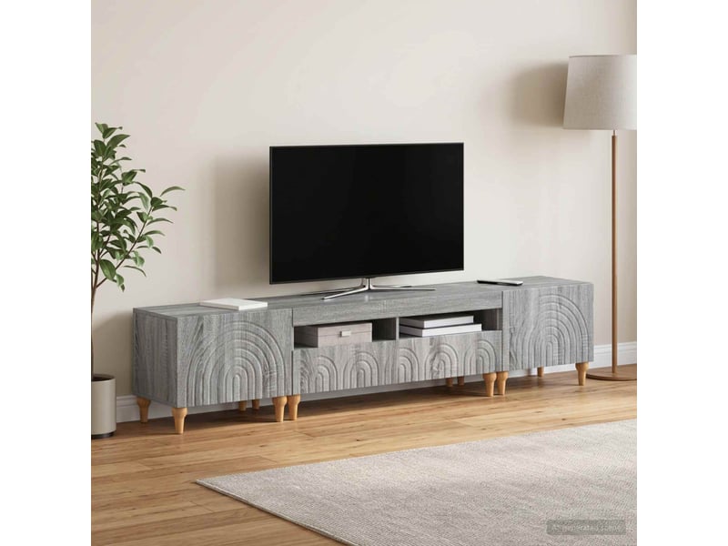  Ensemble de 3 meubles tv led sonoma gris bois d'ingénierie shl59083  - Conforama C