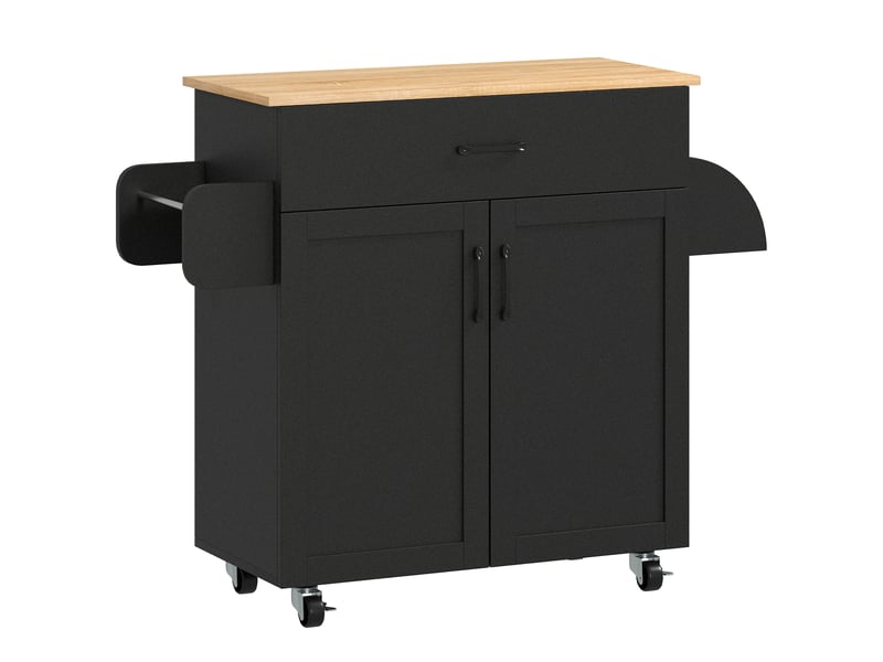  Dessert îlot de cuisine multi-rangements tiroirs placard 2 portes avec étagère réglable noir 105 x 36 x 85 cm  - Conforama B