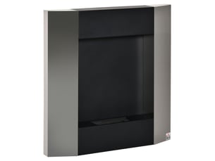 Cheminée murale au bioéthanol avec réservoir de 0,7 litre et couverture de 20 m², acier, 72 x 11 x 72 cm, argent et noir
