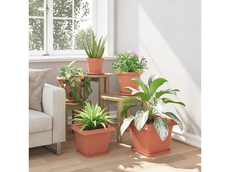  Jardinière - pot de fleurs carré 6 pcs rouge brique 28,5 x 28,5 x 22 cm  - Conforama D