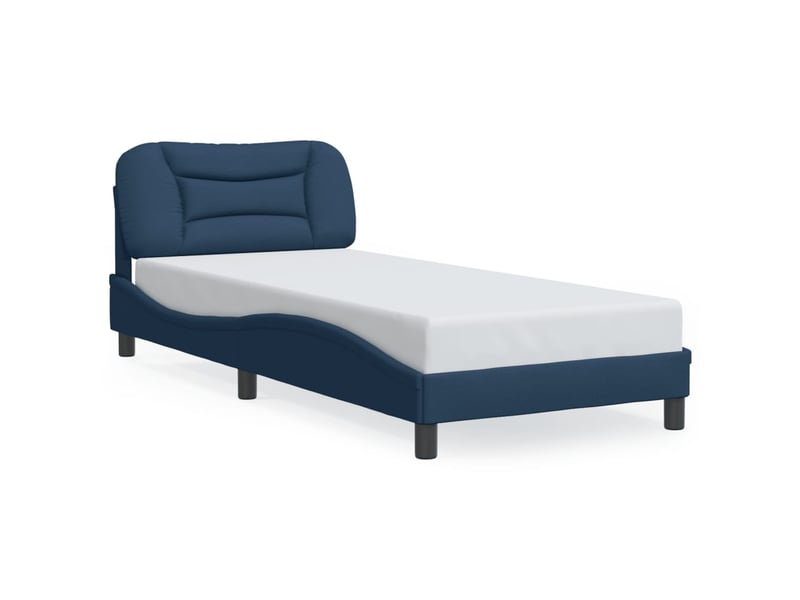  Lit simple- lit adulte -  cadre de lit avec led sans matelas hvar bleu 90x190 cm tissu  - Conforama A