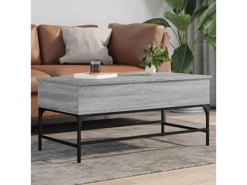  Table basse - table de salon - table à thé sonoma gris 100x50x45 cm bois d'ingénierie et métal  - Conforama B
