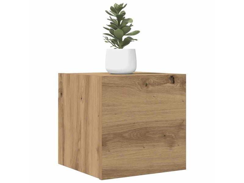  Lot de 2 meuble tv mural, meuble tv suspendu chêne artisanal 30,5x30x30 cm  - Conforama D