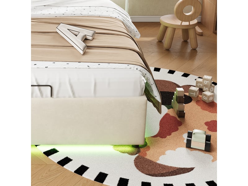  Lit de rangement en velours beige 90 x 200 cm  - Conforama E
