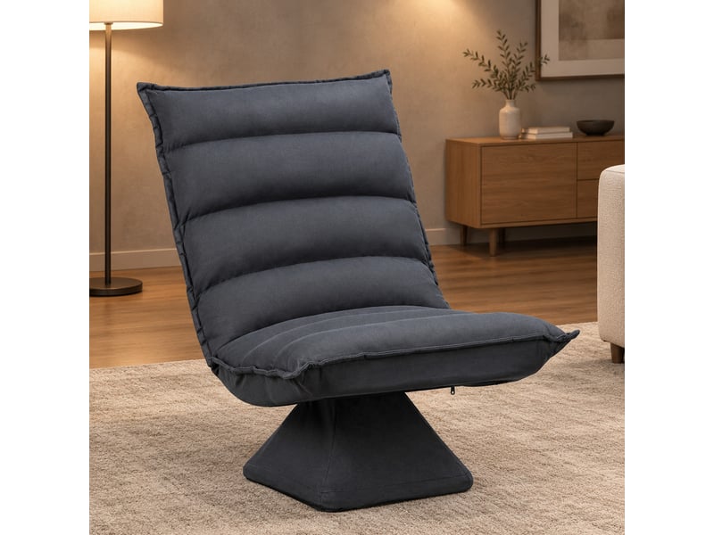  Fauteuil relax pivotant ulevr 360° dossier réglable 5 positions 62 x 70 x 95 cm microfibre gris foncé  - Conforama E