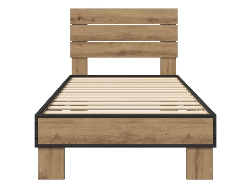  Lit simple- lit adulte -  cadre de lit avec tête de lit chêne artisanal 80 x 200 cm  - Conforama C