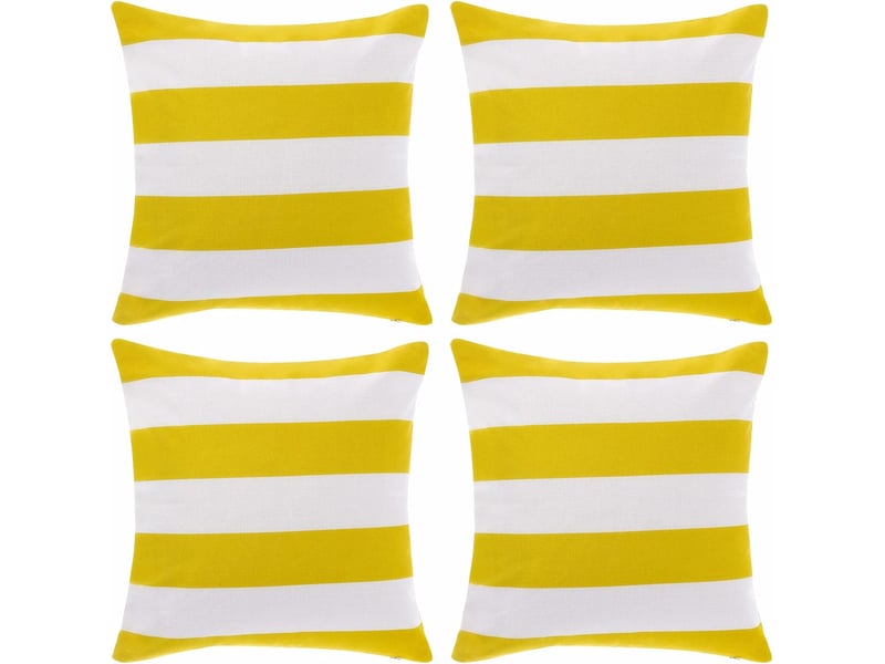  Lot de 4 housse de coussin - 45 x 45 cm lot de 4 housses de coussin décoratives imperméables pour extérieur, jardin, terrasse, canapé, balcon, rayures, jaune  - Conforama A