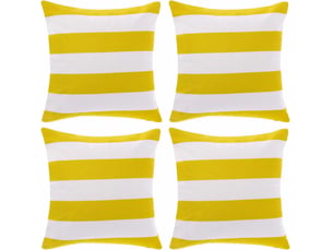 Lot de 4 housse de coussin - 45 x 45 cm lot de 4 housses de coussin décoratives imperméables pour extérieur, jardin, terrasse, canapé, balcon, rayures, jaune