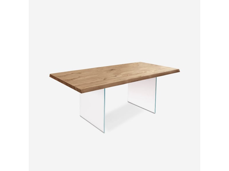  Table extensible en chêne et verre trempé 200300x100 forest - chêne  - Conforama A