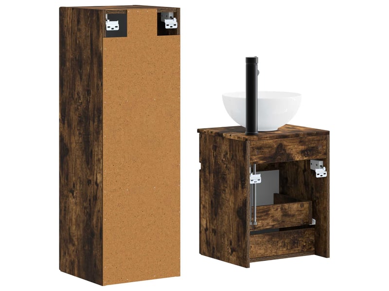 Ensemble de mobilier de salle de bain 2 pcs chêne fumé shl861 - Conforama E