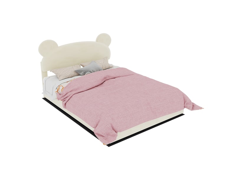  Lit coffre 140x200 cm avec matelas, tête de lit fantaisie, rangement relevable à vérins, velours et métal, beige  - Conforama A