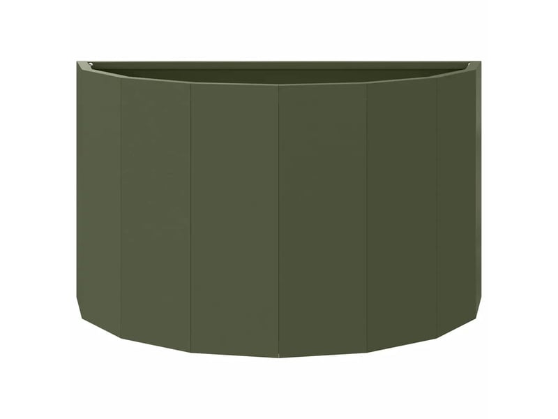  Jardinière demi-ronde design moderne extérieur 60 x 30 x 35 cm en acier vert olive 02_0052939  - Conforama B