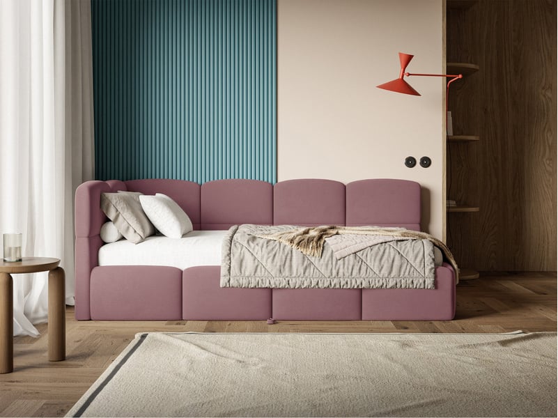 Selsey cloudy - lit rembourré - 170x185 cm - velours rose - côté gauche Cloudy - Conforama B