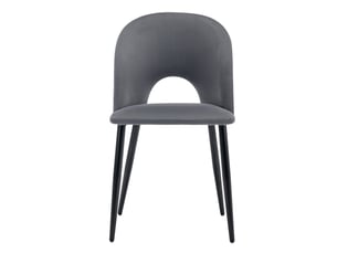 Lot de 6 chaises de salle à manger en velours gris avec dossier capitonné diamant et pieds réglables