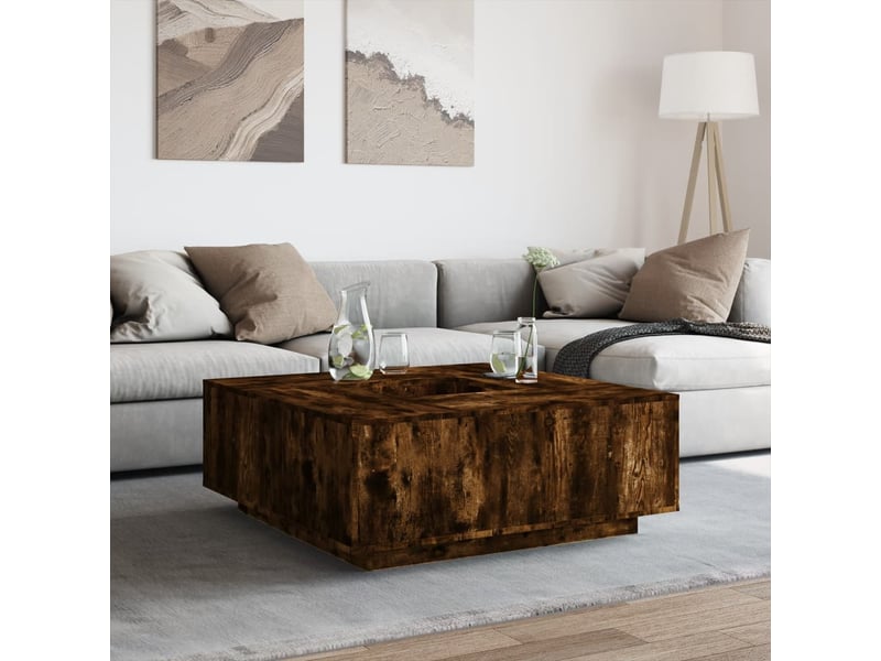  Table basse - table de salon - table à thé chêne fumé 100x100x40 cm bois d'ingénierie  - Conforama C