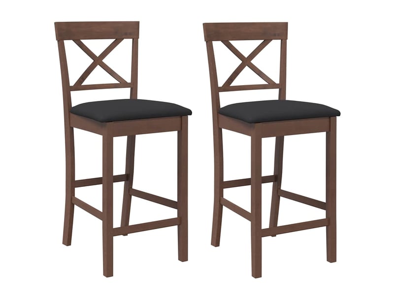 Lot de 2 tabouret de bar avec coussins en bois massif marron et caoutchouc shl67716  - Conforama A