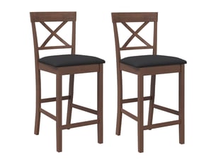 Lot de 2 tabouret de bar avec coussins en bois massif marron et caoutchouc shl67716
