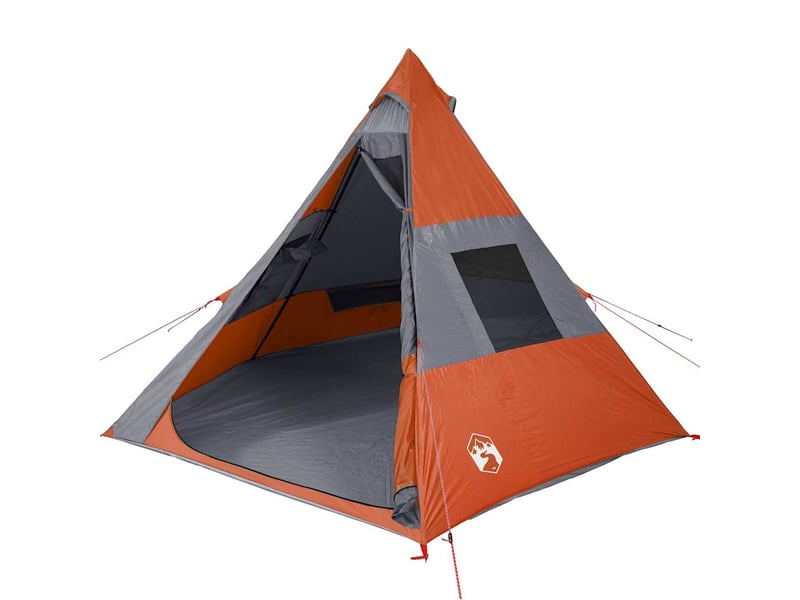  Tente de camping tipi 7 personnes orange imperméable  - Conforama D